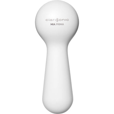 Back view of the White Clarisonic Mia Prima showing Clarisonic logo